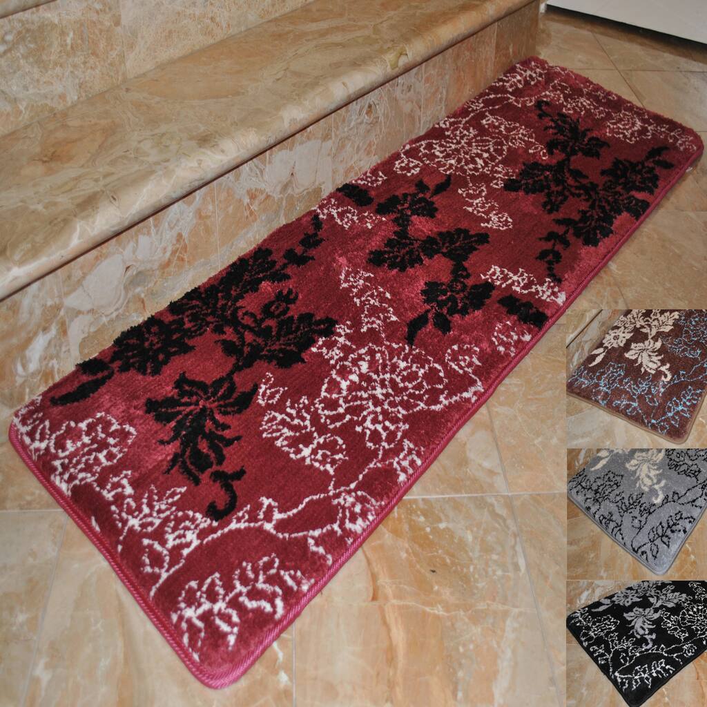 Fashion Street Floral Memory Foam 20 x 64 Bath Runner