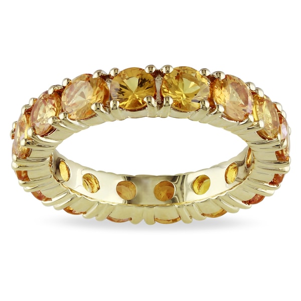 Miadora 14k Yellow Gold Yellow Sapphire Eternity Ring