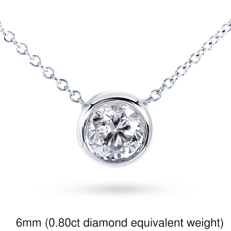 Kobelli Moissanite Solid 14k Gold Solitaire Bezel Dainty Lucy Necklace