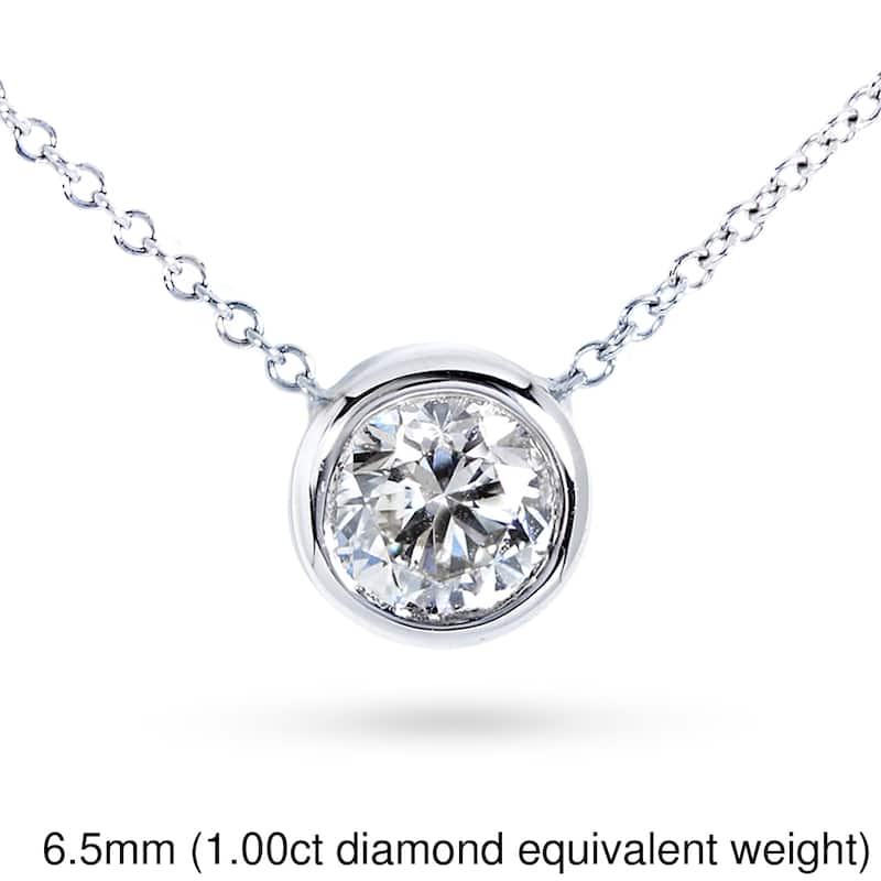 Kobelli Moissanite Solid 14k Gold Solitaire Bezel Dainty Lucy Necklace