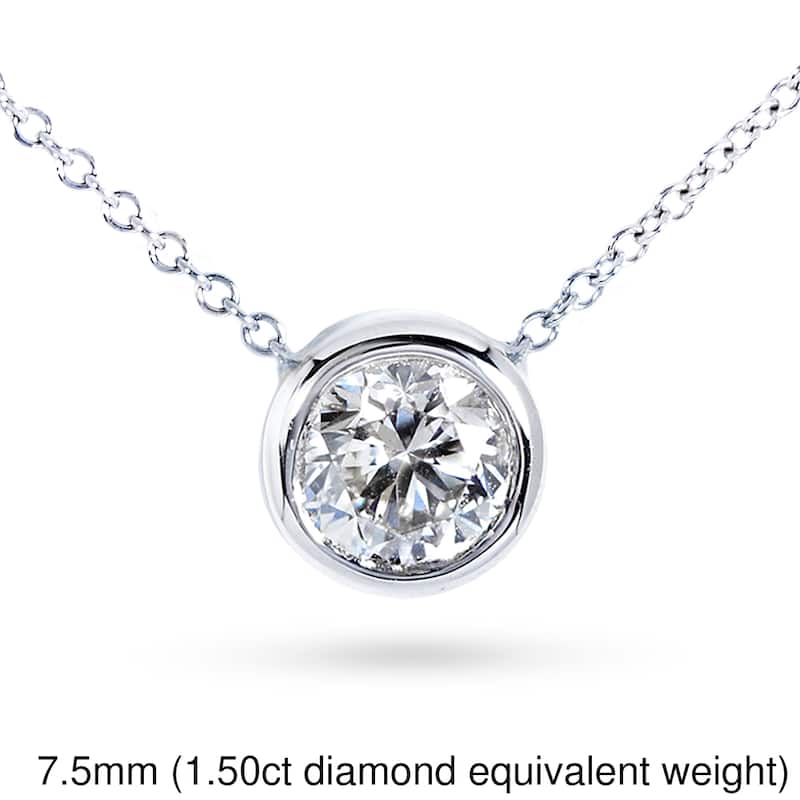 Kobelli Moissanite Solid 14k Gold Solitaire Bezel Dainty Lucy Necklace