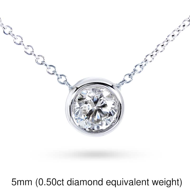 Annello by Kobelli 14k Gold Moissanite Solitaire Necklace (GH/VS)
