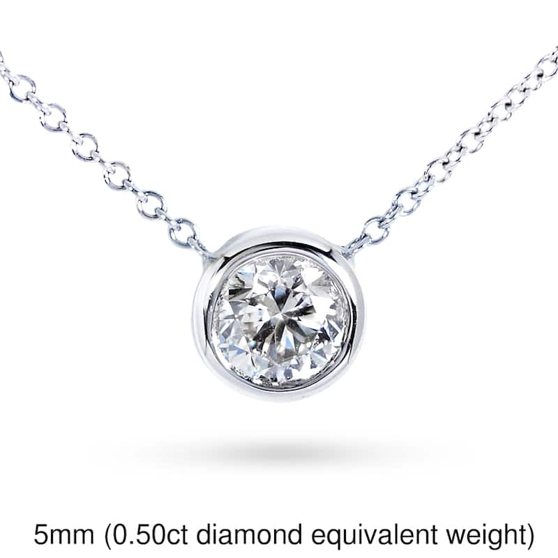 Kobelli Moissanite Solid 14k Gold Solitaire Bezel Dainty Lucy Necklace
