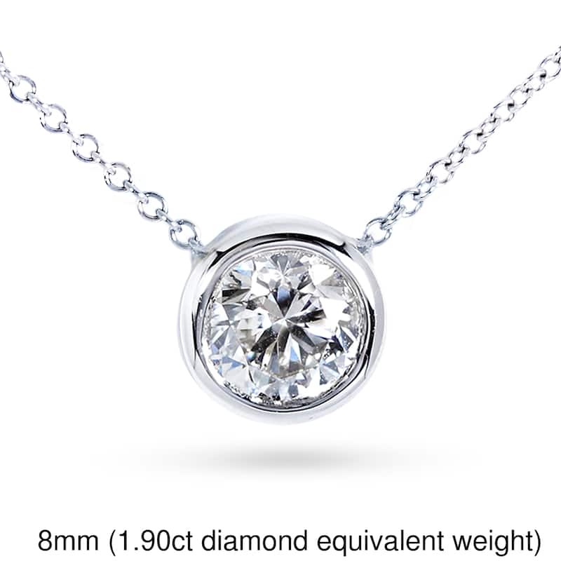 Kobelli Moissanite Solid 14k Gold Solitaire Bezel Dainty Lucy Necklace