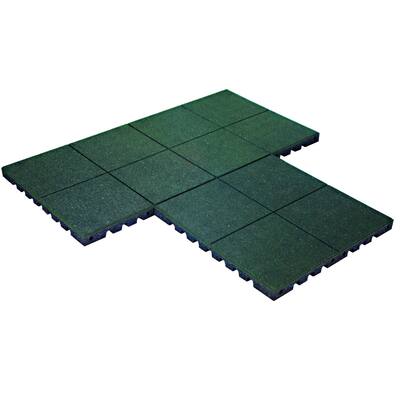KidWise PlayFall Green 1.75-inch 320-square feet Rubber Tiles Playground Safety Surfacing (Case of 80)