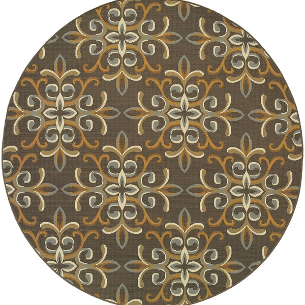 StyleHaven Floral Grey/Gold Indoor-Outdoor Area Rug
