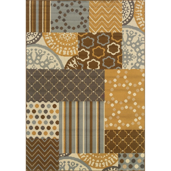 Outdoor/Indoor Grey/Gold Geometric Area Rug Style Haven 7x9   10x14 Rugs