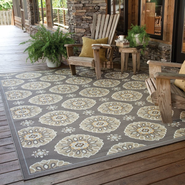 Stylehaven Fl Grey Gold Indoor Outdoor Area Rug Free Stylehaven Fl Grey Gold Indoor Outdoor Area Rug