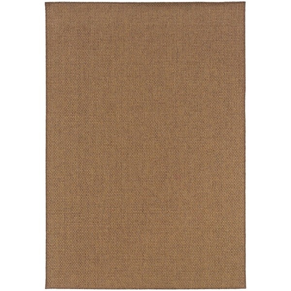 Shop StyleHaven Woven Solid Tan Indoor-Outdoor Area Rug ...