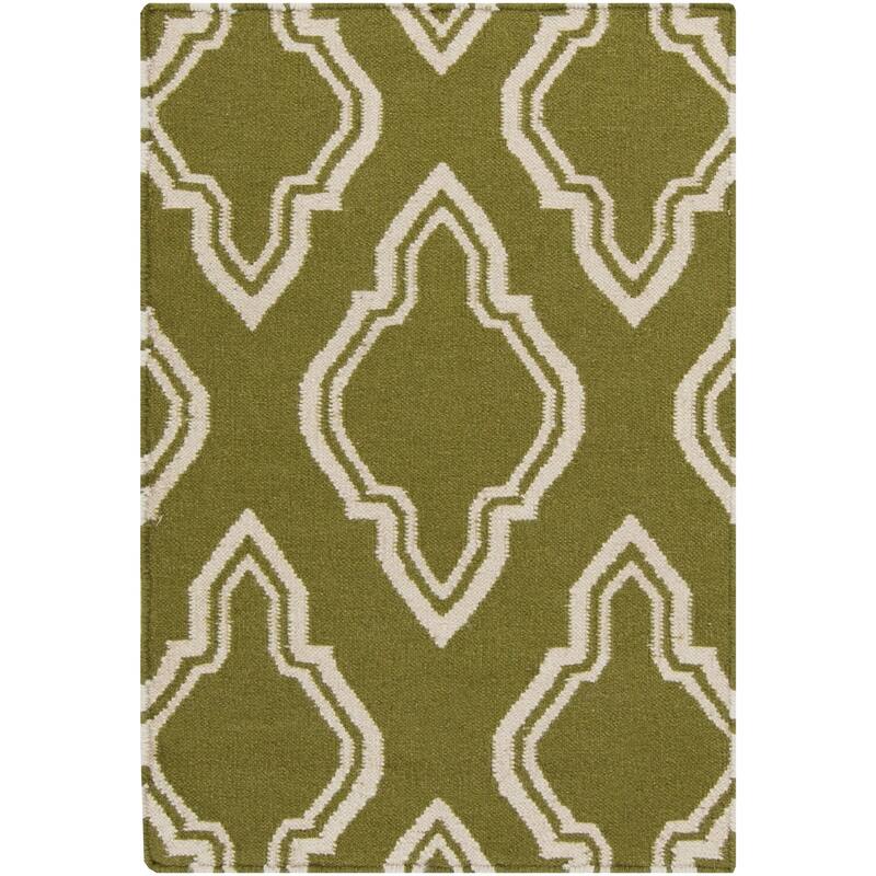 Hand-woven Milsap Wool Area Rug - Olive - 2' x 3'