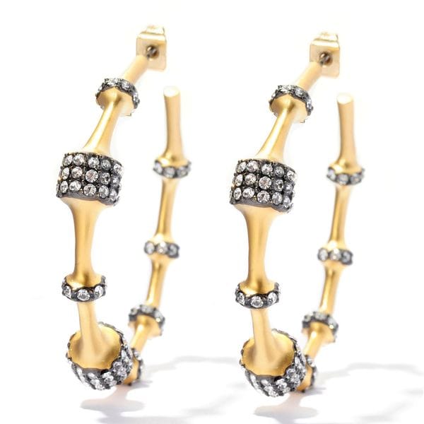 RICCOVA 14k Goldplated Crystal Station Hoop Earrings RICCOVA Crystal, Glass & Bead Earrings