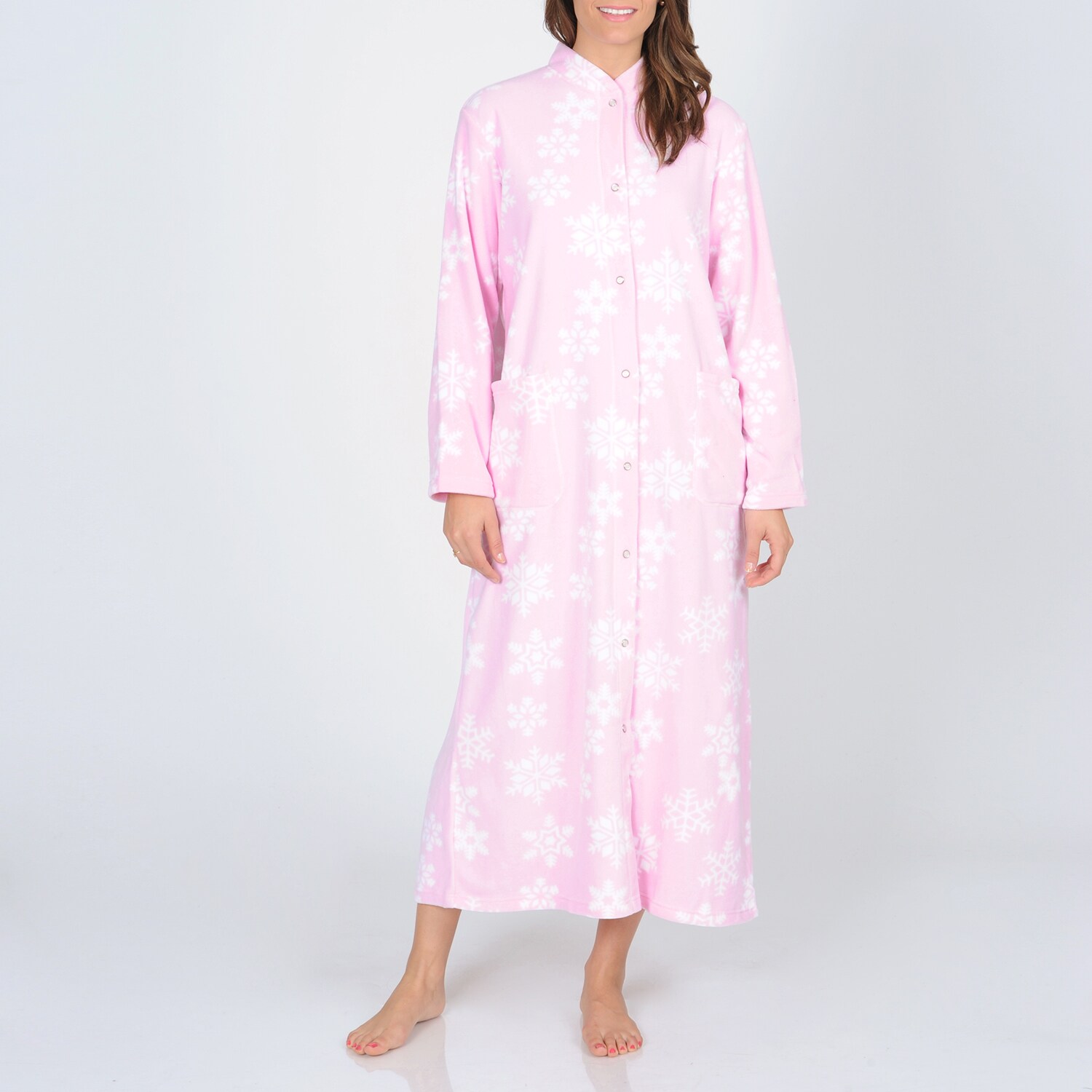 Shop La Cera Women's Snowflake Print Fleece Robe Free Shipping Today