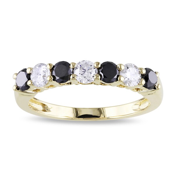 Miadora 10k Gold 1ct TDW Black and White Diamond Ring