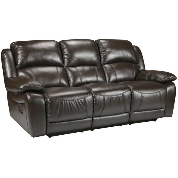 Shop Lauren Espresso Brown Italian Leather Reclining Sofa And