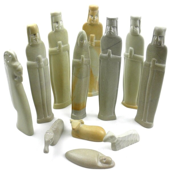 Handmade 6" Soapstone Nativity, Set of 12 (Kenya). Opens flyout.