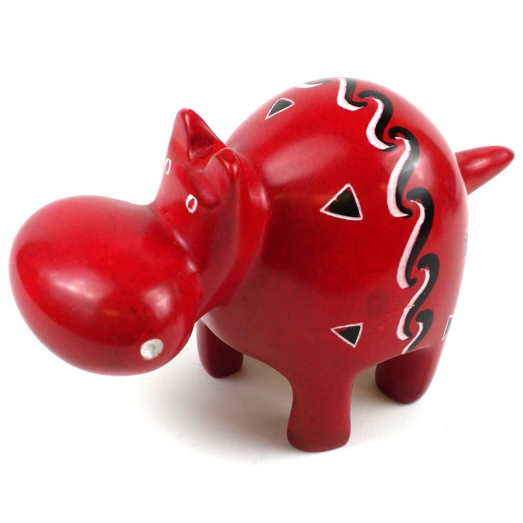 Handmade Red Soapstone Hippo (Kenya)