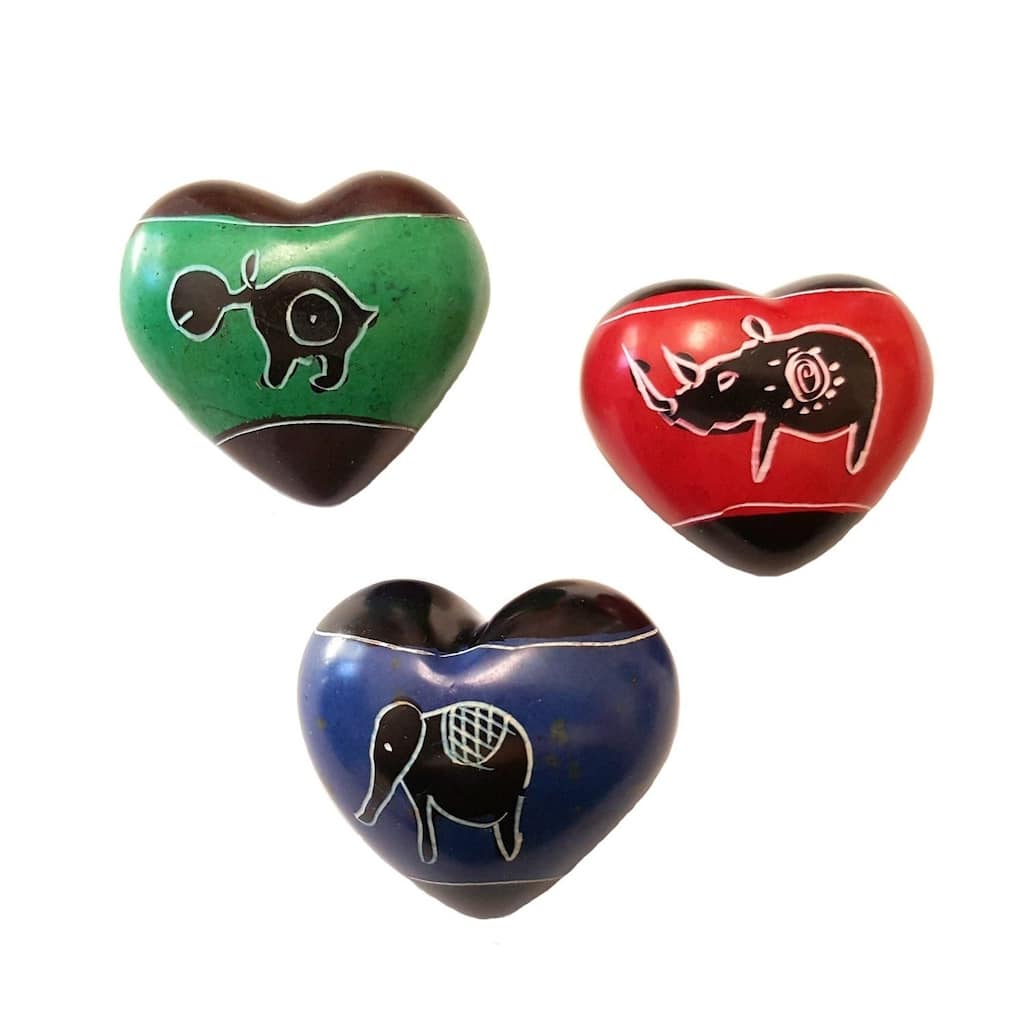 Handmade Soapstone Hearts Set of 3 (Kenya)