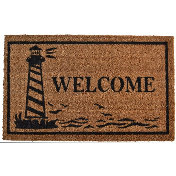 Guiding Light Lighthouse Print Welcome Mat