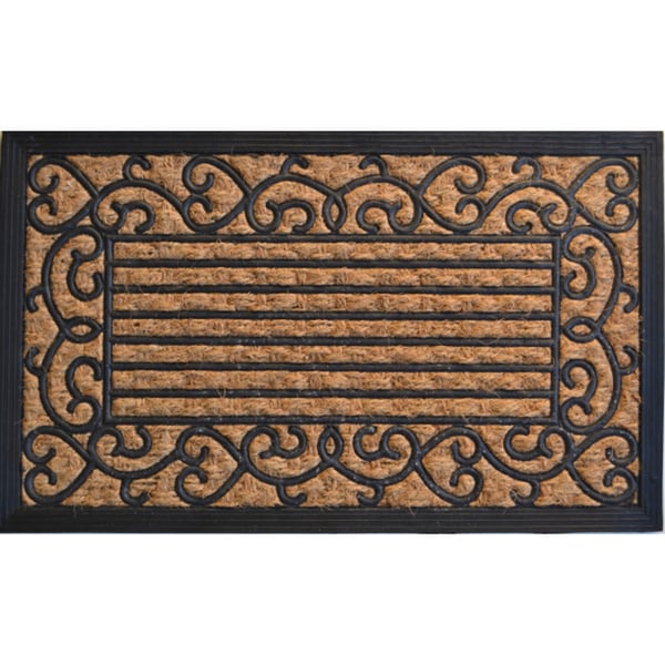 Paisley Border Rubber and Coir Molded Double Doormat