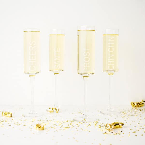 slide 2 of 9, Cheers! Contemporary Champagne Flutes (Set of 4)