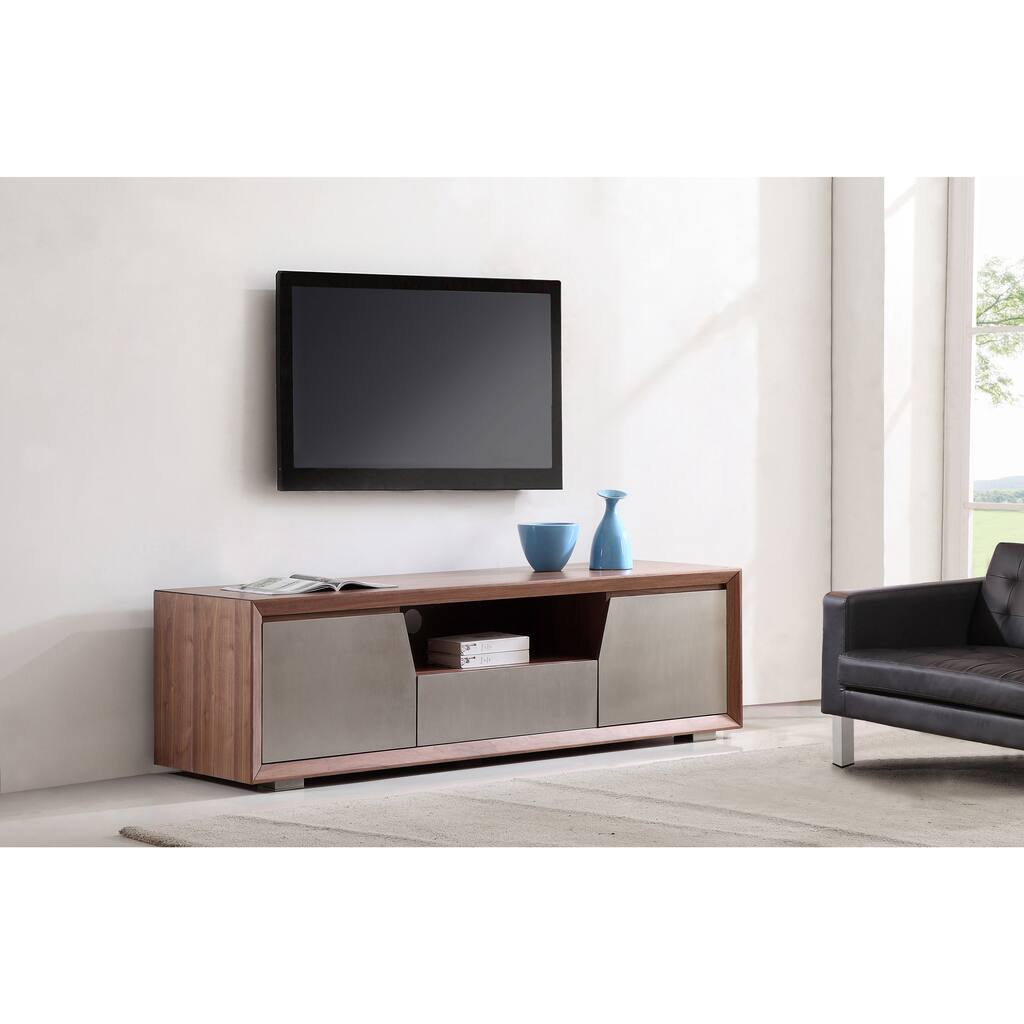 Element Light Walnut/ Stainless Steel TV Stand