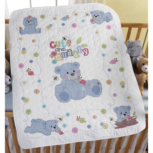 Bucilla Sweet Baby Crib Cover Baby Quilt Stamped Cross Stitch Kit