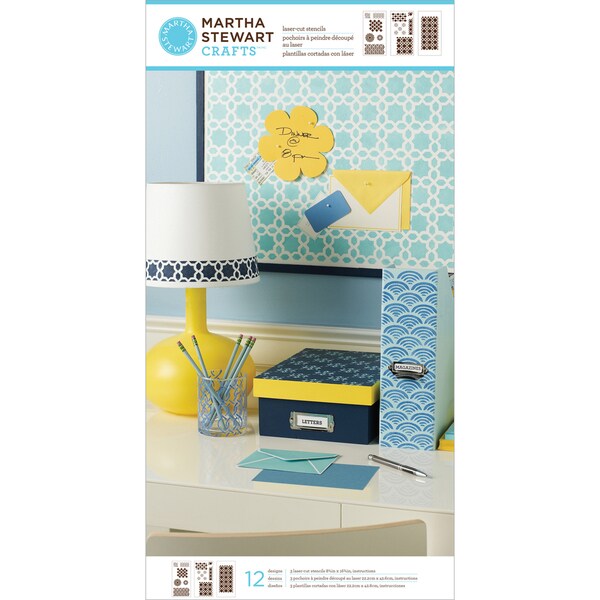 Martha Stewart Large Stencils 3 Sheets/Pkg-Geometric Pattern 12 Designs