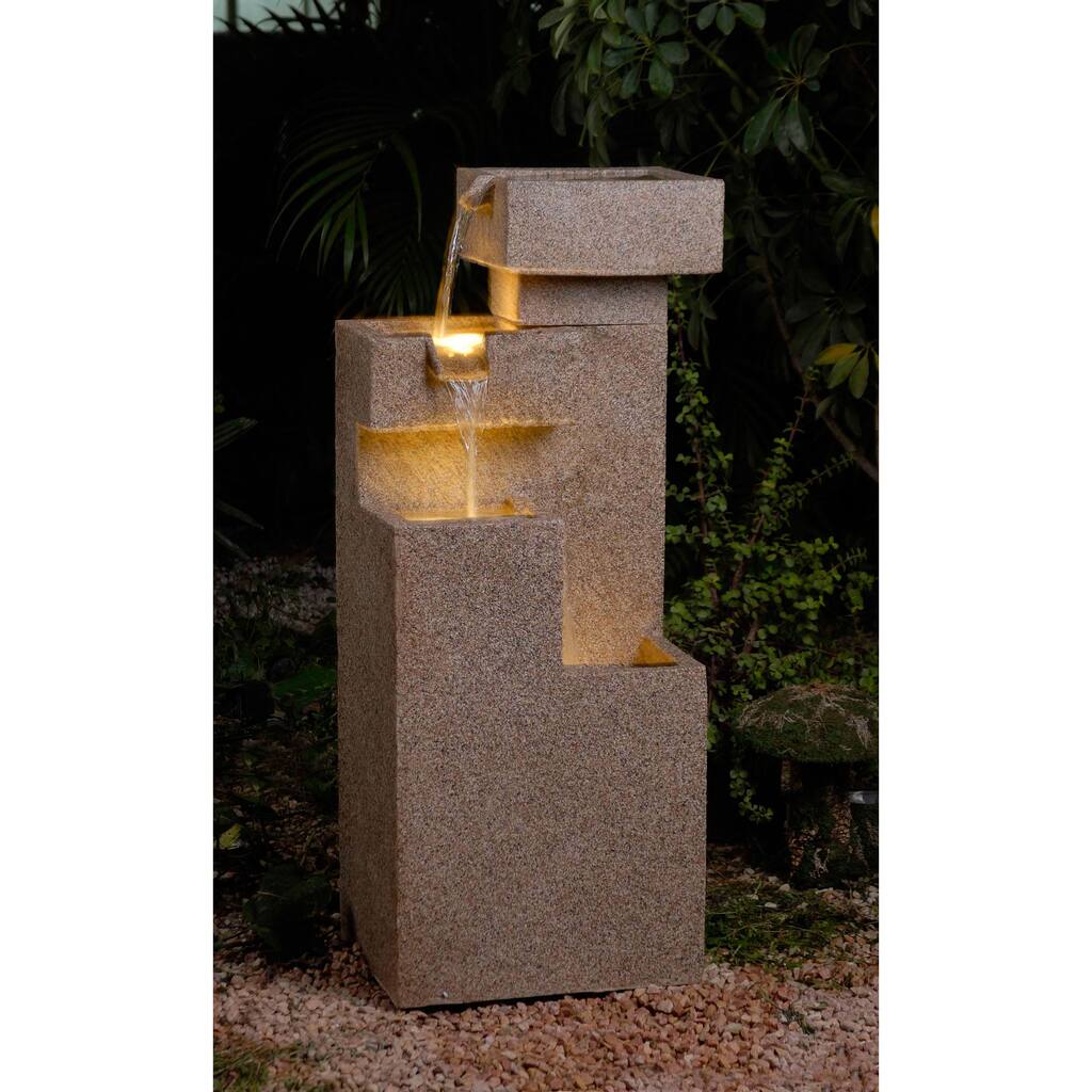 Sandstone Cascade Tiers Lighted Fountain