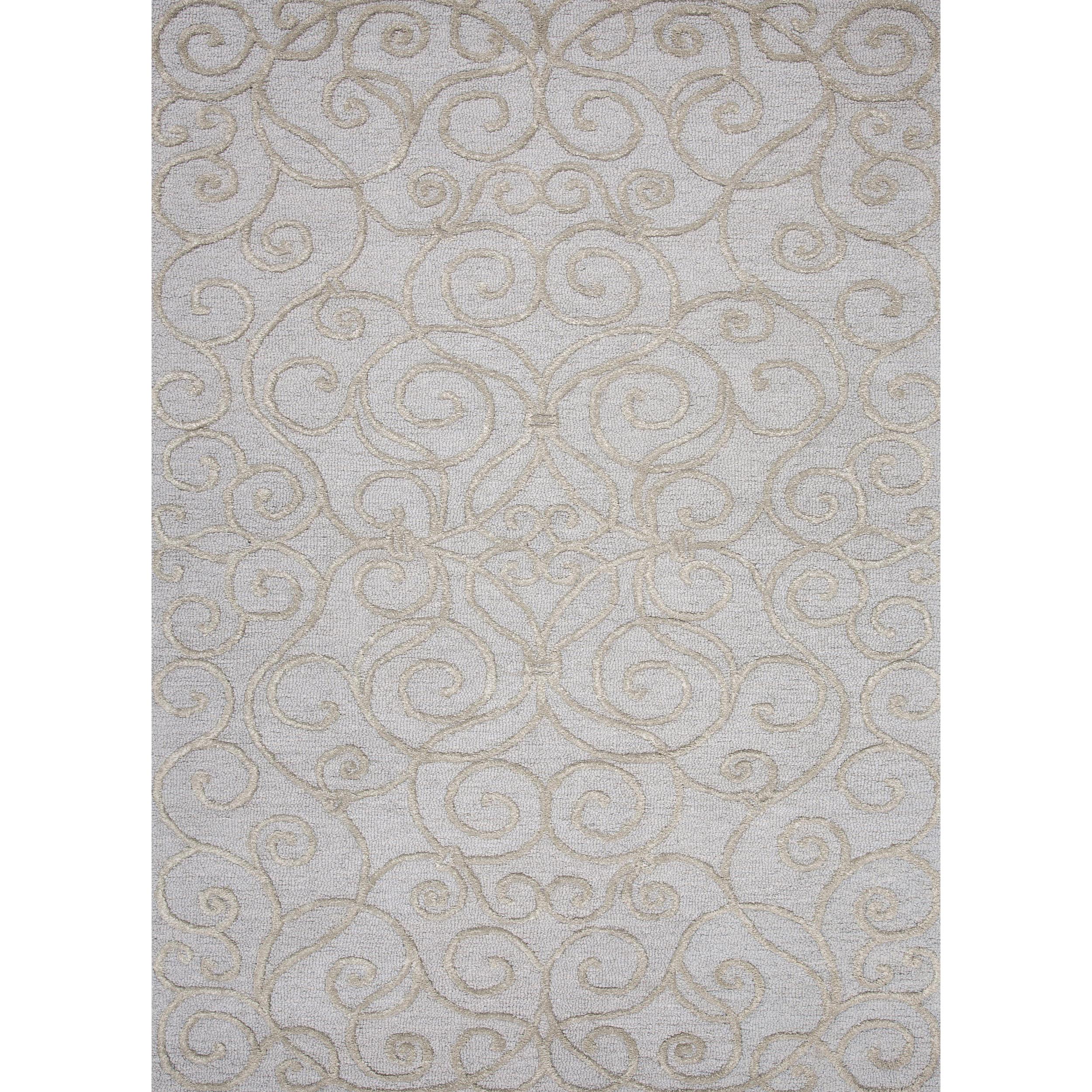 Transitional Floral Blue Wool/silk Tufted Area Rug (5 X 8)