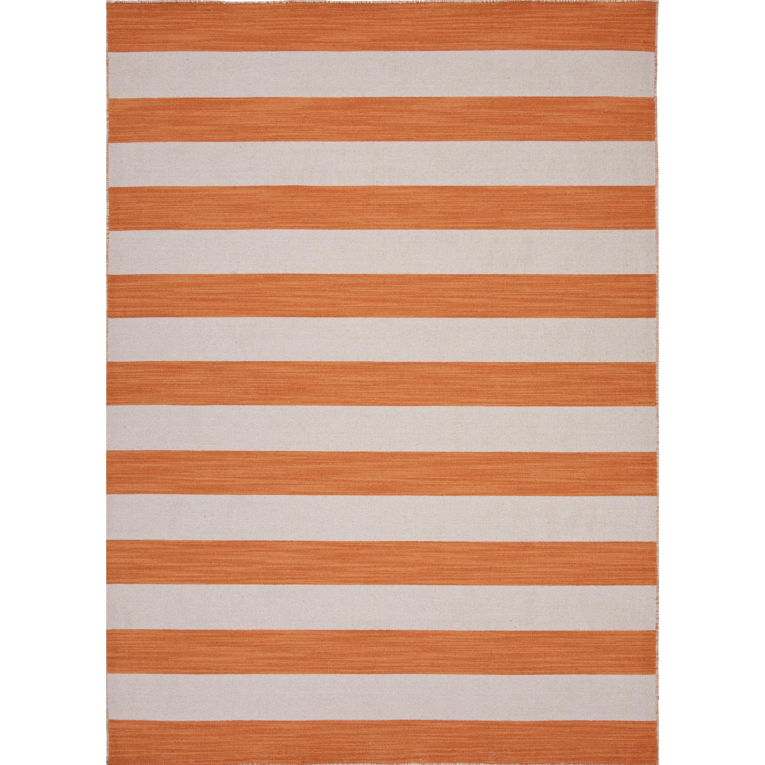 Flat weave Stripe Red/vermillion Orange Wool Rug (8 X 10)