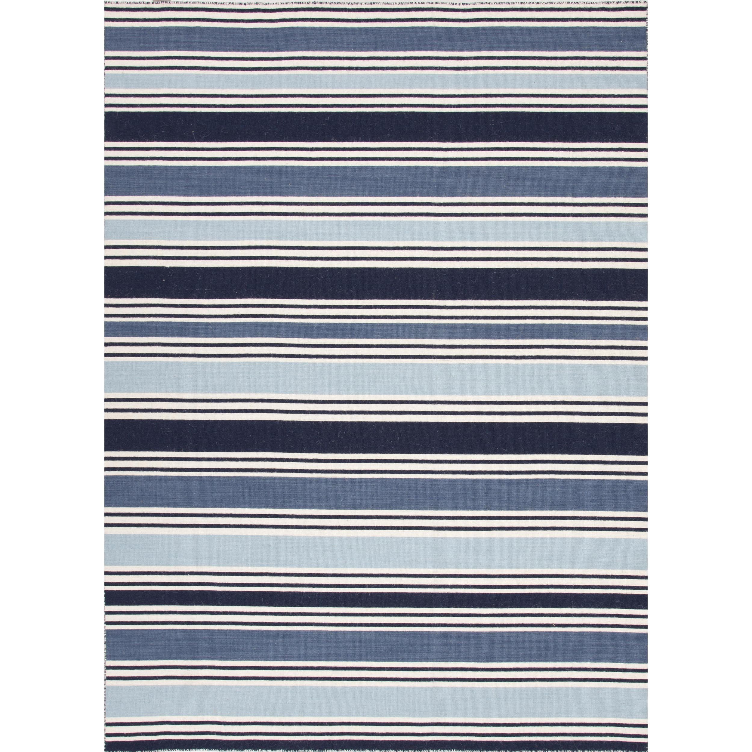 Flat Weave Flat pile Stripe Blue Wool Rug (2 X 3)