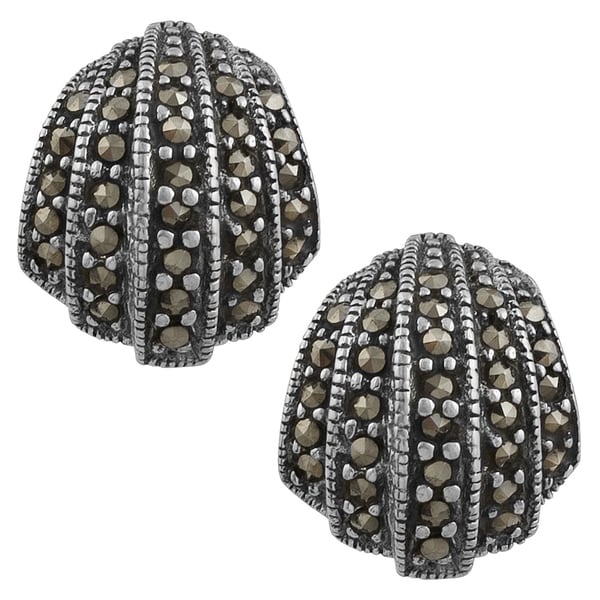 Fremada Sterling Silver Marcasite Shell shaped Open Earrings Fremada Gemstone Earrings