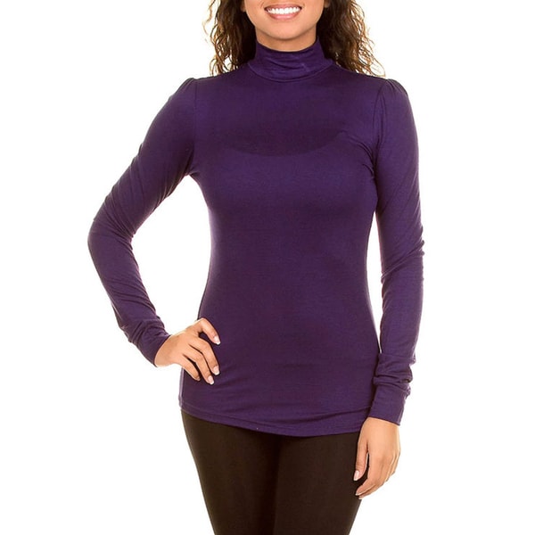 Stanzino Women's Purple Turtleneck Long Sleeve Top - Free Shipping On ...