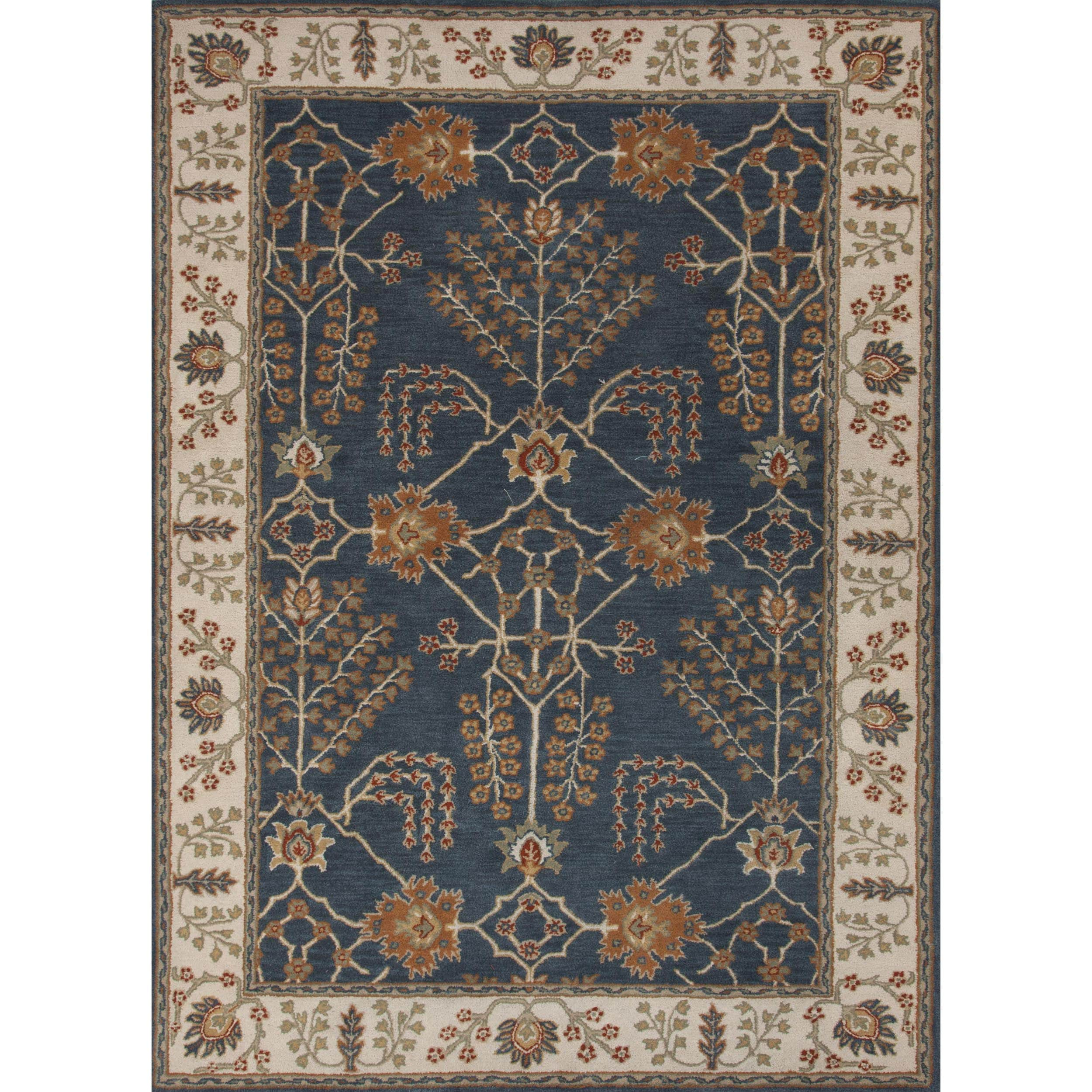 Hand tufted Transitional Blue Wool Rug (96 X 136)