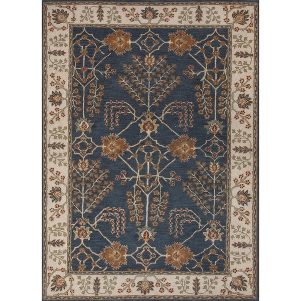 Hand-tufted Transitional Arts and Crafts Blue Wool Rug (2' x 3')