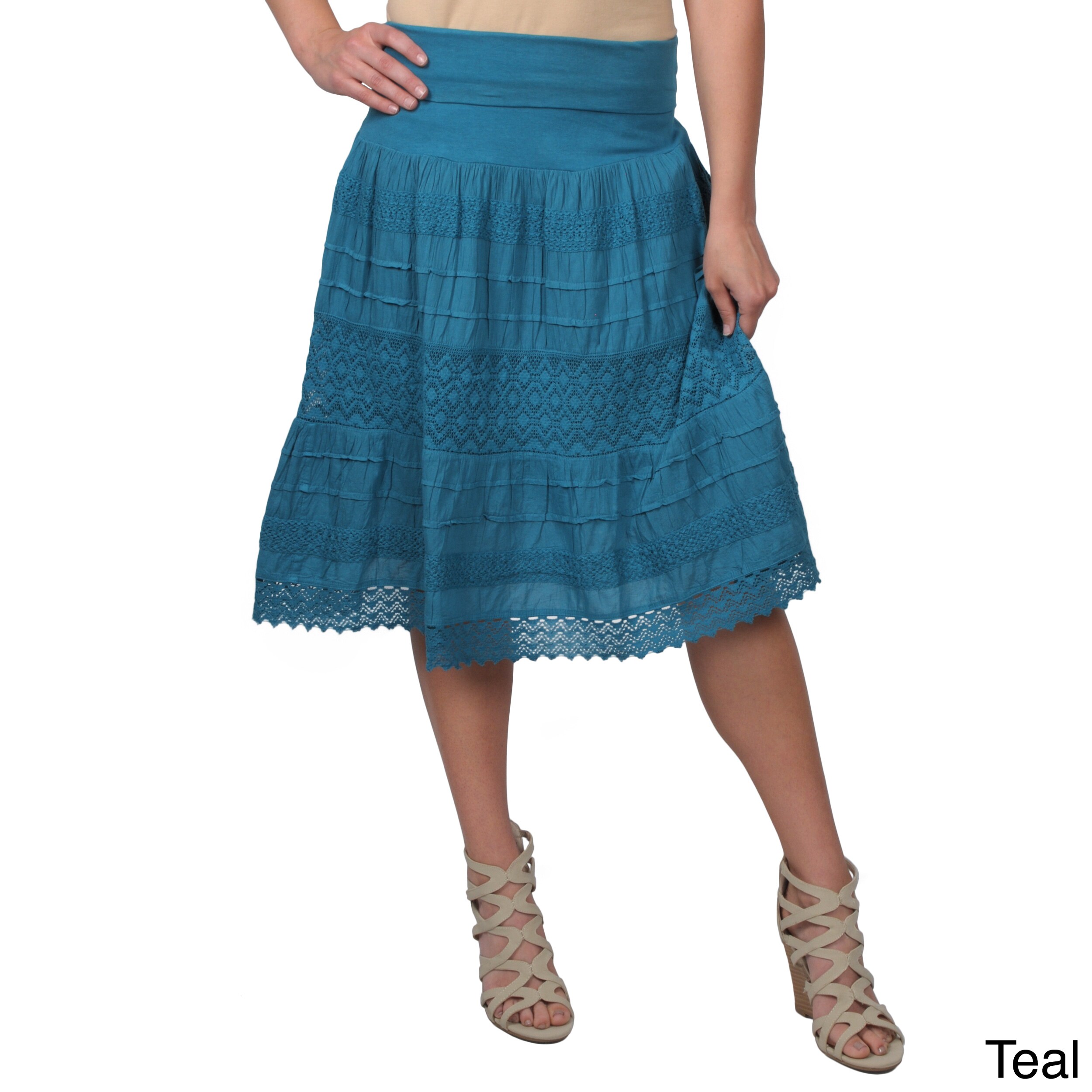 Journee Collection Juniors Crochet Detail Tiered Skirt - Overstock ...