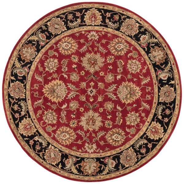 Shop Della Handmade Floral Red/ Black Area Rug (8' X 8') 8' x 8' On