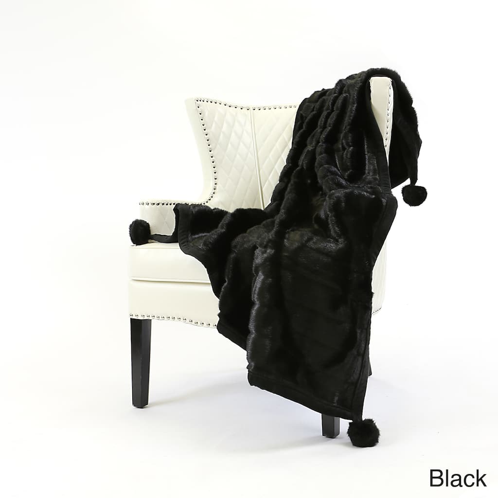 Aurora Home Mink Pom Pom Faux Fur 58 x 60 Throw