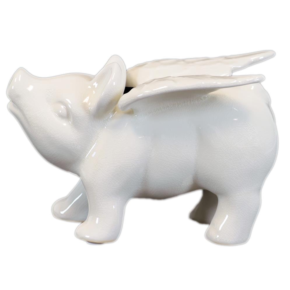 Urban Trends Collection 6 inch Ceramic Cream Flying Pig (9 inches wide x 5.5 inches deep x 6 inches highModel UTC78072UPC 877101780724For Decorative Purposes Only CeramicSize 9 inches wide x 5.5 inches deep x 6 inches highModel UTC78072UPC 8771017807