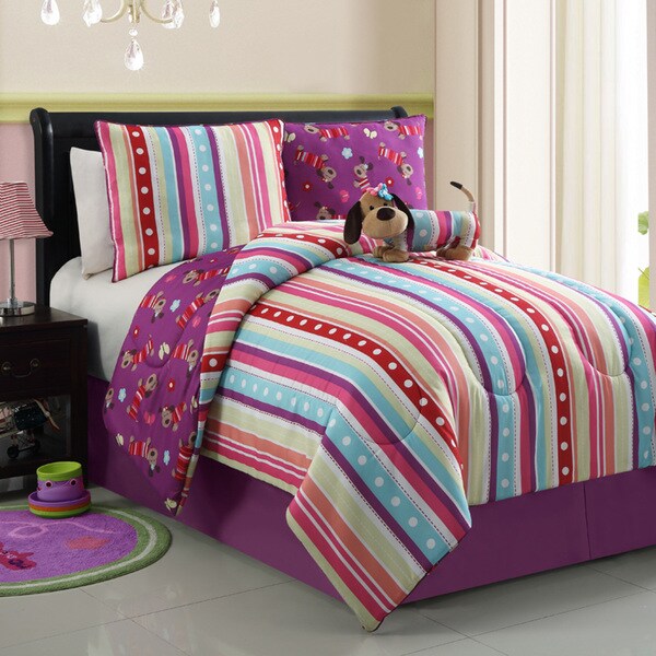 Poodle Reversible 4 piece Comforter Set