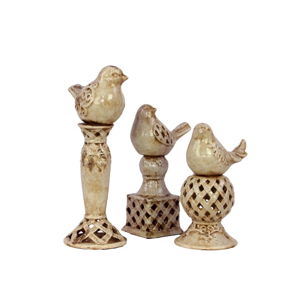 Urban Trends Collection Ceramic Bird Deco Accent Pieces (Set of 3) Urban Trends Collection Accent Pieces