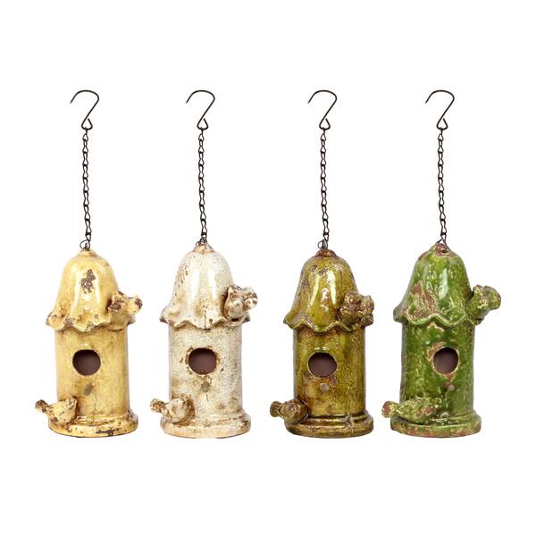 Urban Trends Collection Decorative Ceramic Bird Houses (Set of Four