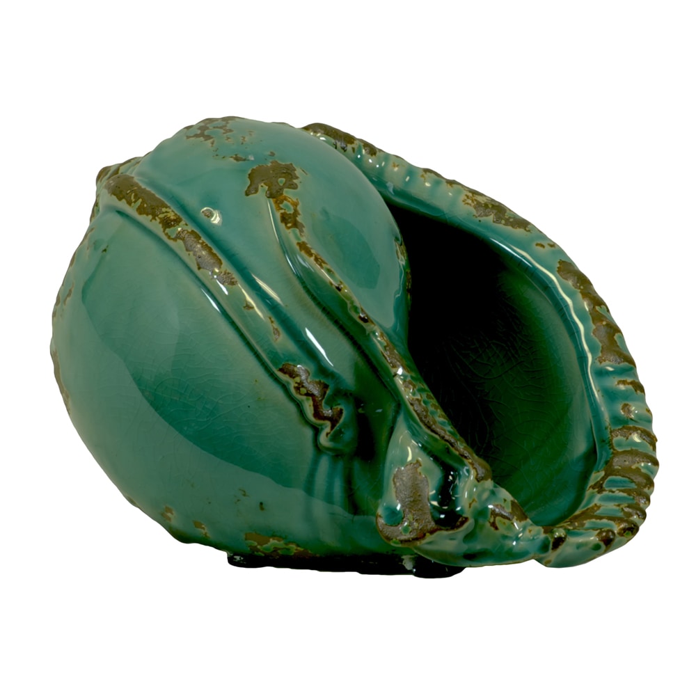 Urban Trends Collection Blue Ceramic Vase Shell Accent Piece (CeramicFinish Green/blueDimensions 5 inches high x 5.5 inches wide x 8 inches deep UPC 877101720294For Decorative Purposes OnlyDoes Not Hold Water)