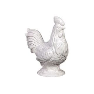 White Antique Finish Ceramic Rooster