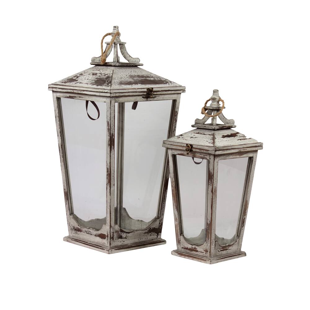 Urban Trends Collection Wooden Lanterns (Set of 2)