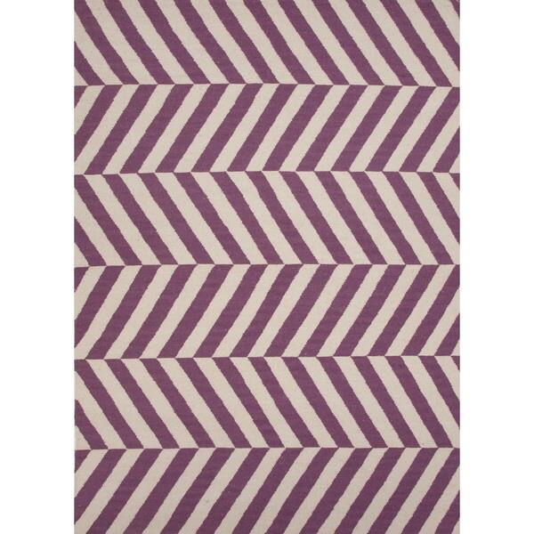 Handmade Flat Weave Stripe Purple Wool Rug (5' x 8') 7531985