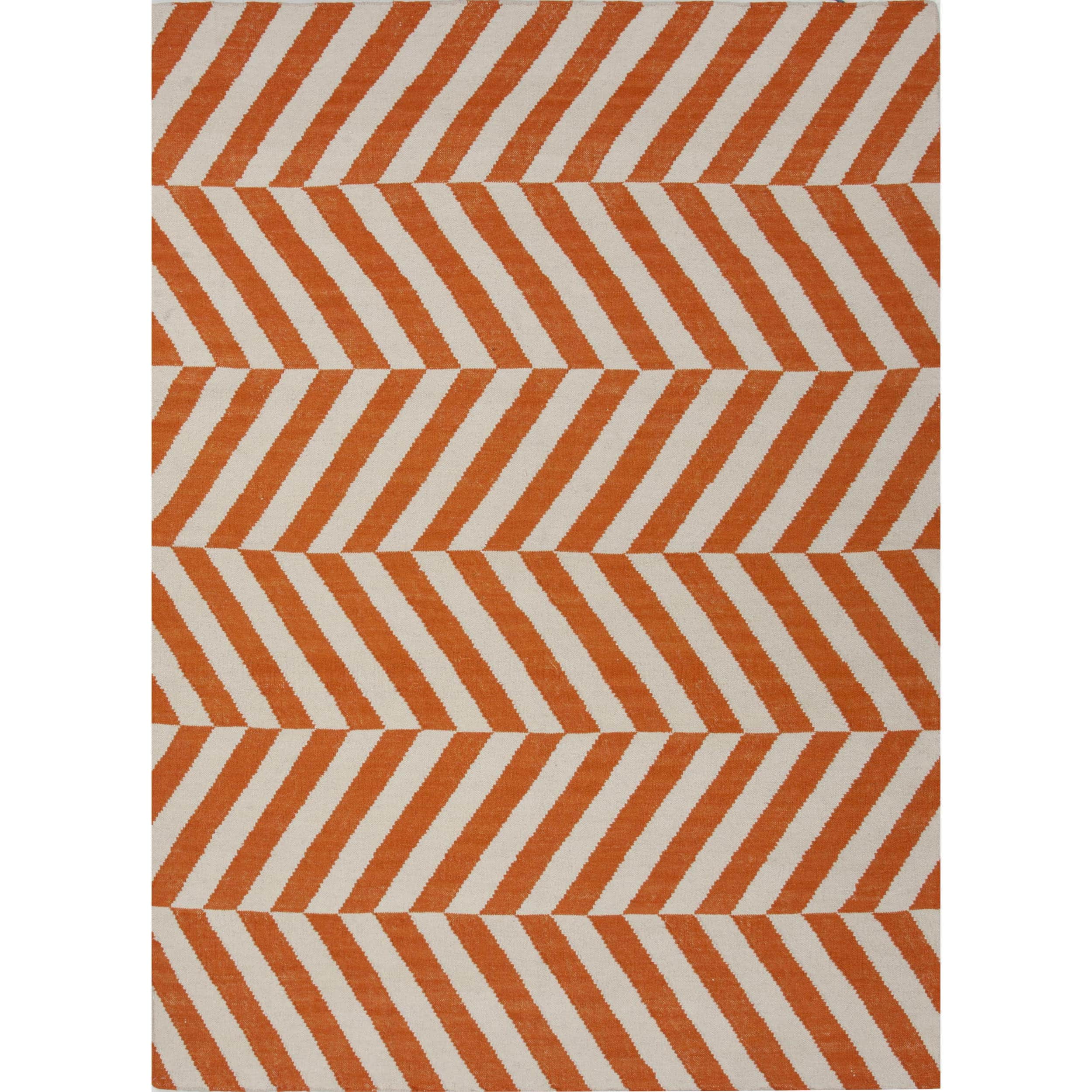 Handmade Flat Weave Stripe Red/ Orange Wool Rug (8 X 10)
