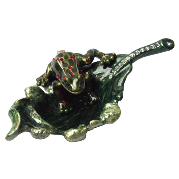 Cristiani Frog on a Leaf Trinket Box Cristiani Keepsake Boxes