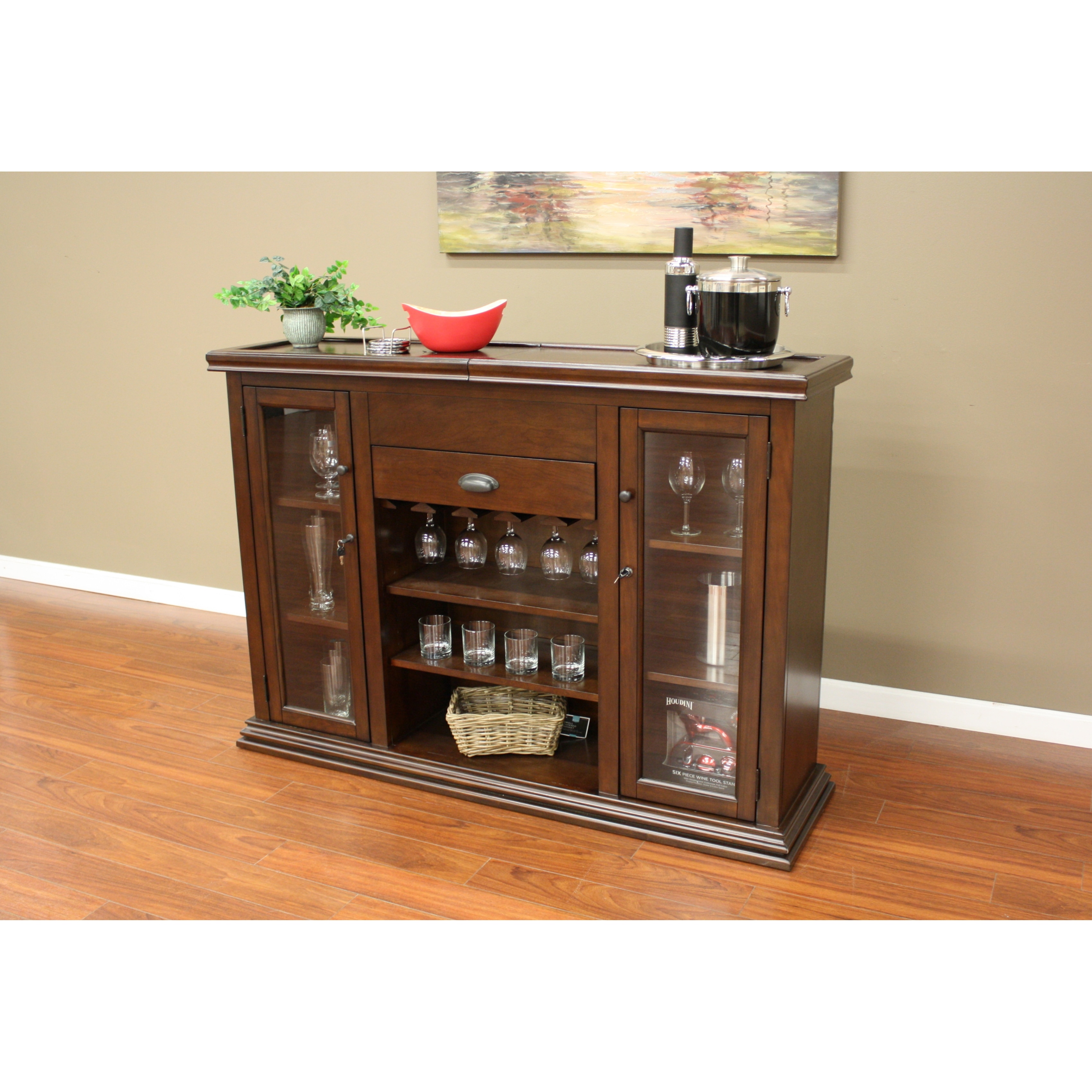 Roswell Cherry Finish Home Bar with Sliding Top Today $1,176.99 Sale