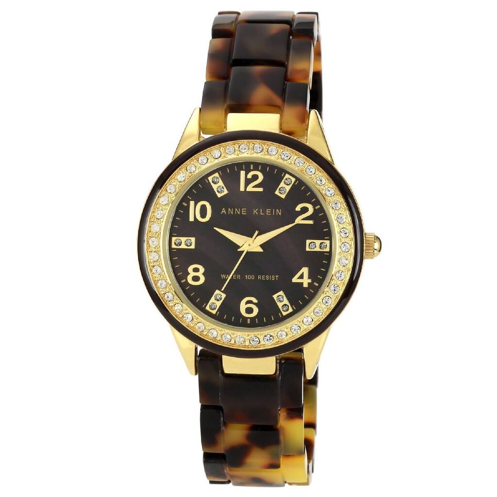 Anne Klein Women's Stainless Steel and Brown Resin Watch